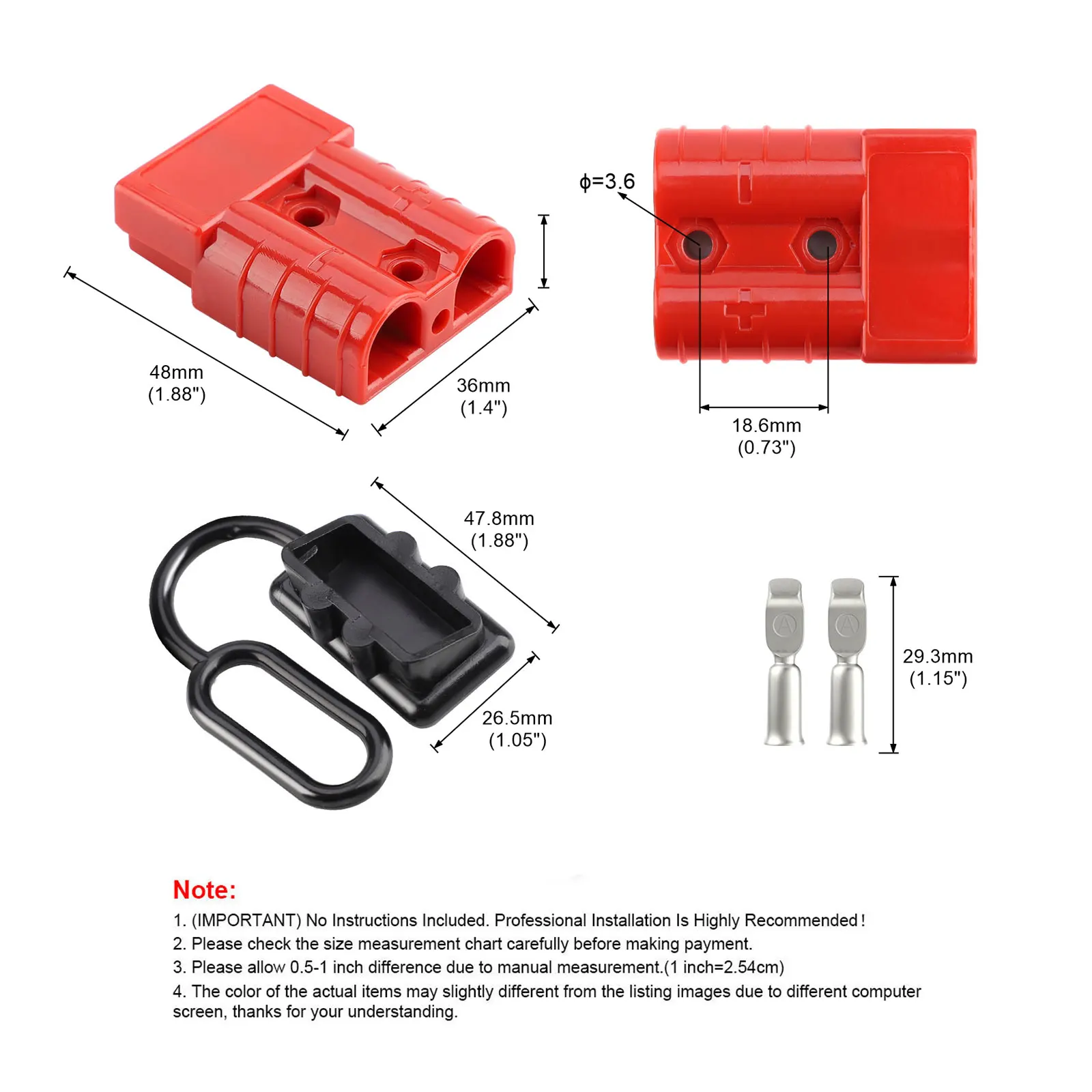 HOHOVYVY 1 connettore batteria 50 A, cavo batteria, 30 cm, 8 AWG, cavo di alimentazione con 50 AMP Maxi fusibile per stile per Anderson