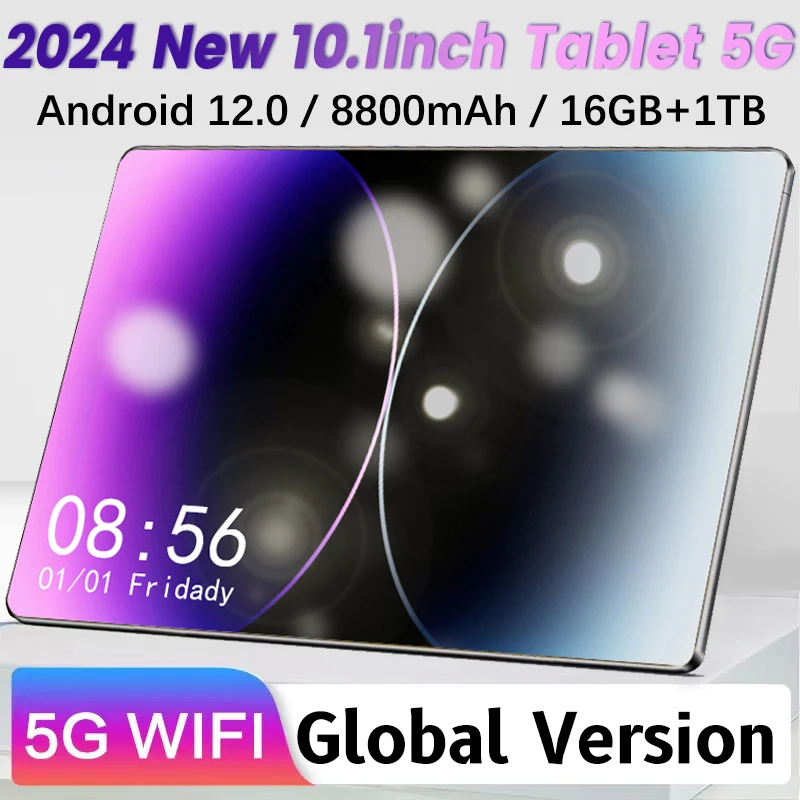 2024 5G Nuova Versione Globale Tablet Da 10.1 Pollici Android 16Gb Ram 1Tb Rom Android 12.0 Wifi 8800Mah 10 Core Tablet Rete Bluetooth