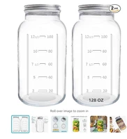2-Pack 128oz Extra Wide Mouth Mason Jars 1 Gallon Glass Large Storage Jars with Airtight Lid for Food Storage Curing Fermentatio 1