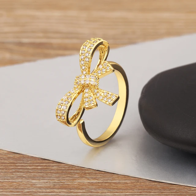 Nidin – bagues ouvertes rétro en forme d'arc romantique, 5 Styles réglables pour femmes et filles, bijoux fantaisie en Zircon brillant, cadeaux d'anniversaire, nouvelle collection