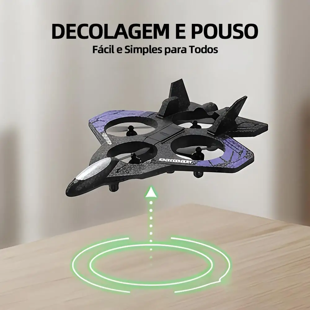 Aeronave RC DLI de Espuma Resistente a Impactos com Luz LED Colorida 2.4G, Decolagem Automática e Duas Baterias, Presente para Meninos e Meninas