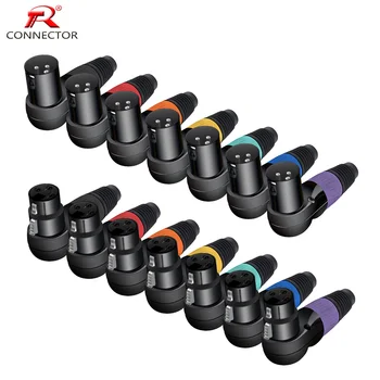 1 pc 3Pin XLR ชาย/หญิงแจ็คสายไมโครโฟนมุมขวา 90 องศาสายไฟสําหรับระบบลําโพงสถานีวิทยุ 1