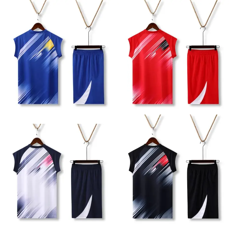 Volleyball Sleeveless Set Men Table Tennis Badminton Ping Pong Breathable Polyester Tank Top Uniform Training Sportwear