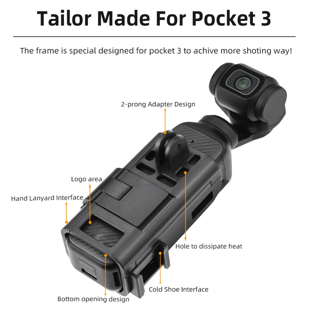 Camera accessories action camera accessories MYOBO-For DJI Pocket 3 Magnetic Bracket Mount Base Pocket3 Expansion Adapter Frame for DJI Osmo Pocket 3 Action Camera Accessory