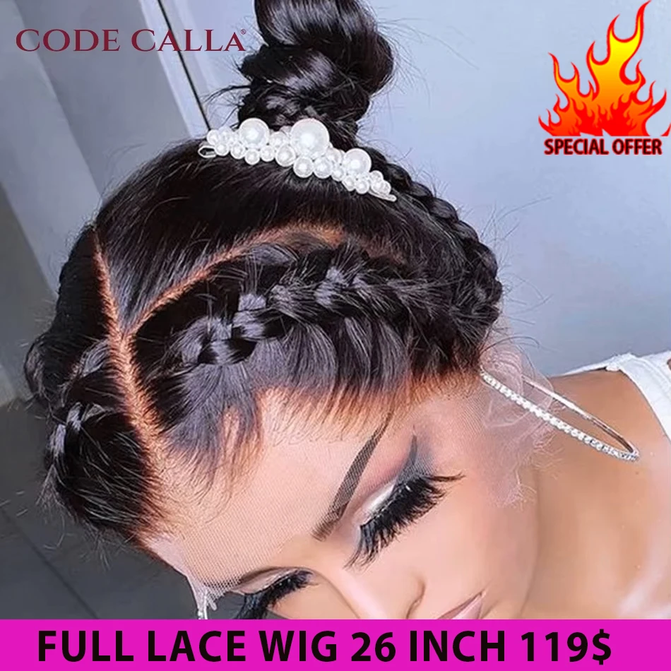 Frontal Lace Wig Straight Transparent full Lace Human Hair Wigs Pre Plucked Bone Straight Human Hair full lace Wig 150% Density human hair wig