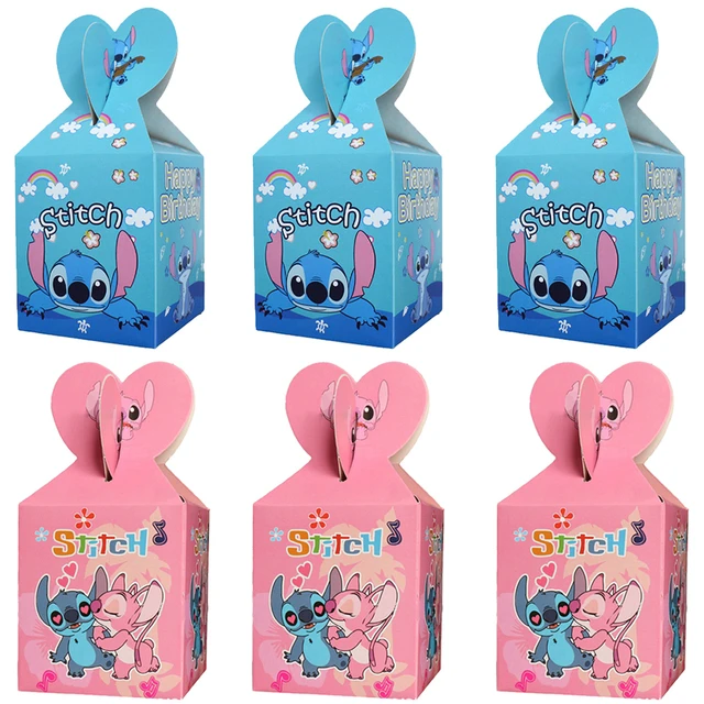 12/24/36/48Pcs Lilo & Stitch Theme Print Candy Box Party Supplies Loading  Gift Loot Bag Paper Box Birthday Party 8.5*8.5*18cm