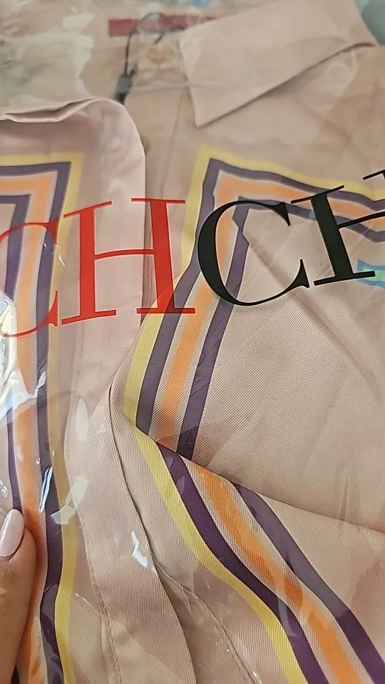 Women's Loose Geometry Print Satin Two-Piece Set photo review