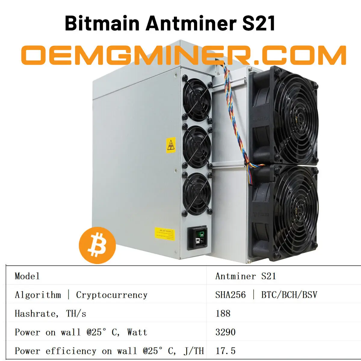 

NA BUY 6 GET 3 FREE New Bitmain Antminer S21 188T 3290W Bitcoin BTC ASIC Miner