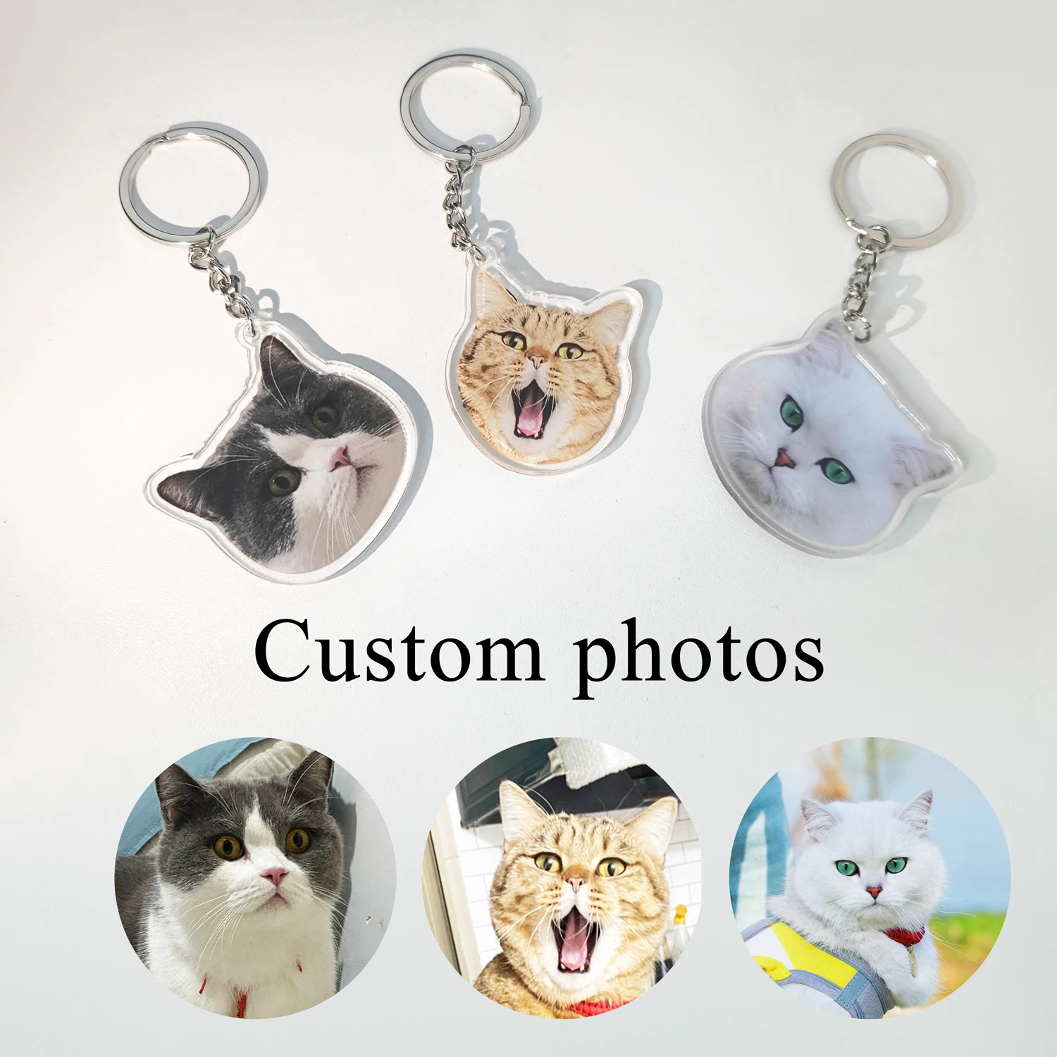 MYDIY Custom Pet Photo Acrylic Keychain Personalized Dog/Cat Photo Keychain Charm Personalized Backpack Pendant Best Custom Gift