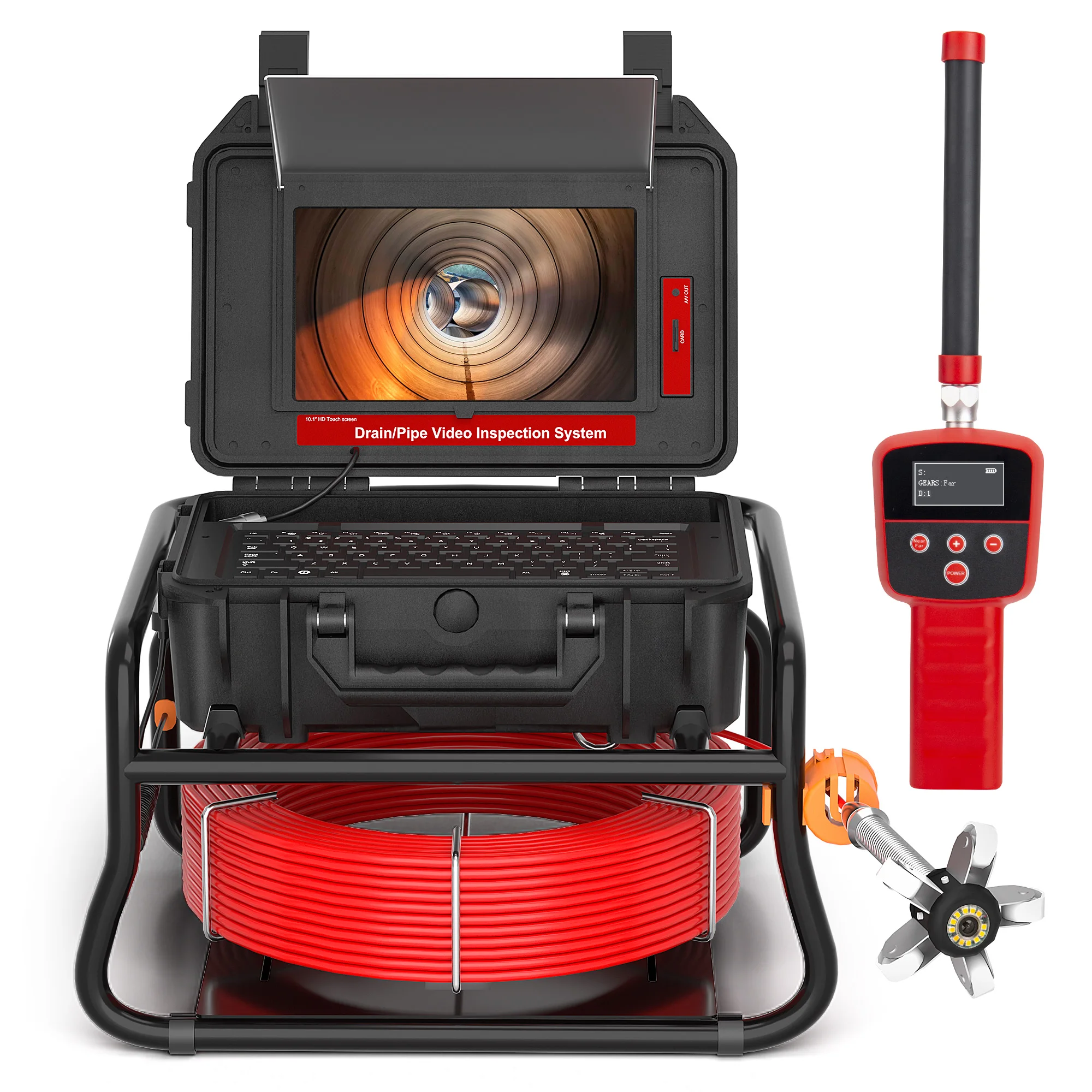 Caméra Endoscopique Pour Inspection De Canalisations - Avec émetteur 512Hz Et Nivellement Auto - Écran 5" LCD - IP68 étanche - Câble Fibre De Verre 5mm