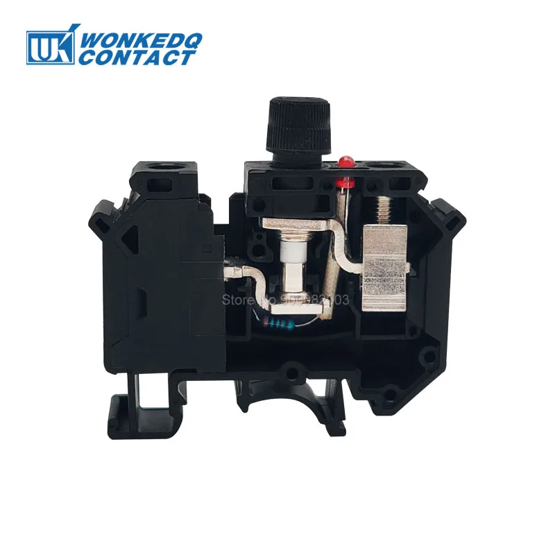 5Pcs UK10-DREHSI 전기 커넥터 24V/220V LED 1A/2A/4A/6A/10A 퓨즈 UK10 나사 캡 Din 레일 터미널 블록 UK 10-DREHSILED