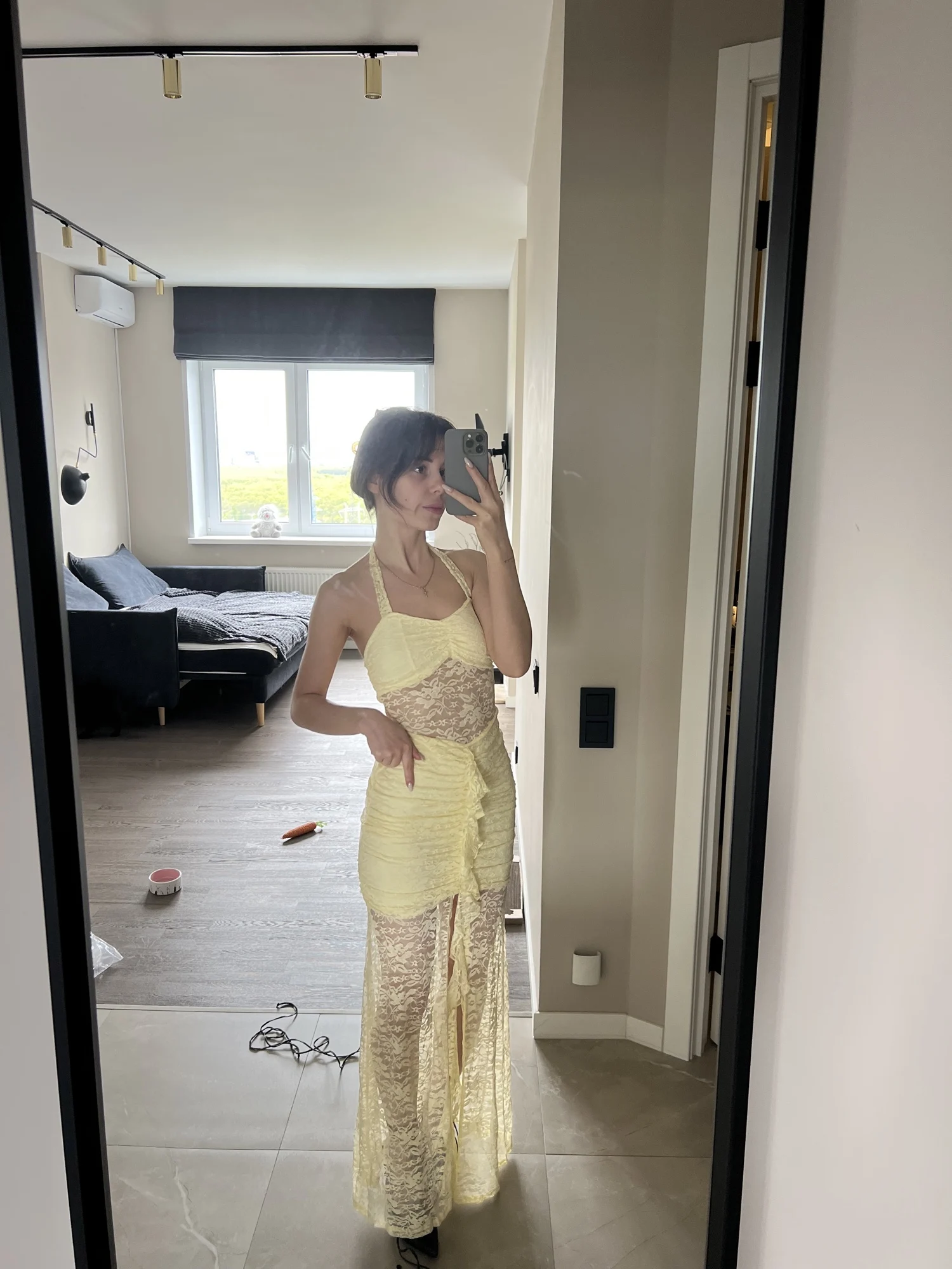 Stunning Square Neck Lace Ruched Maxi Dress - Summer Formal photo review