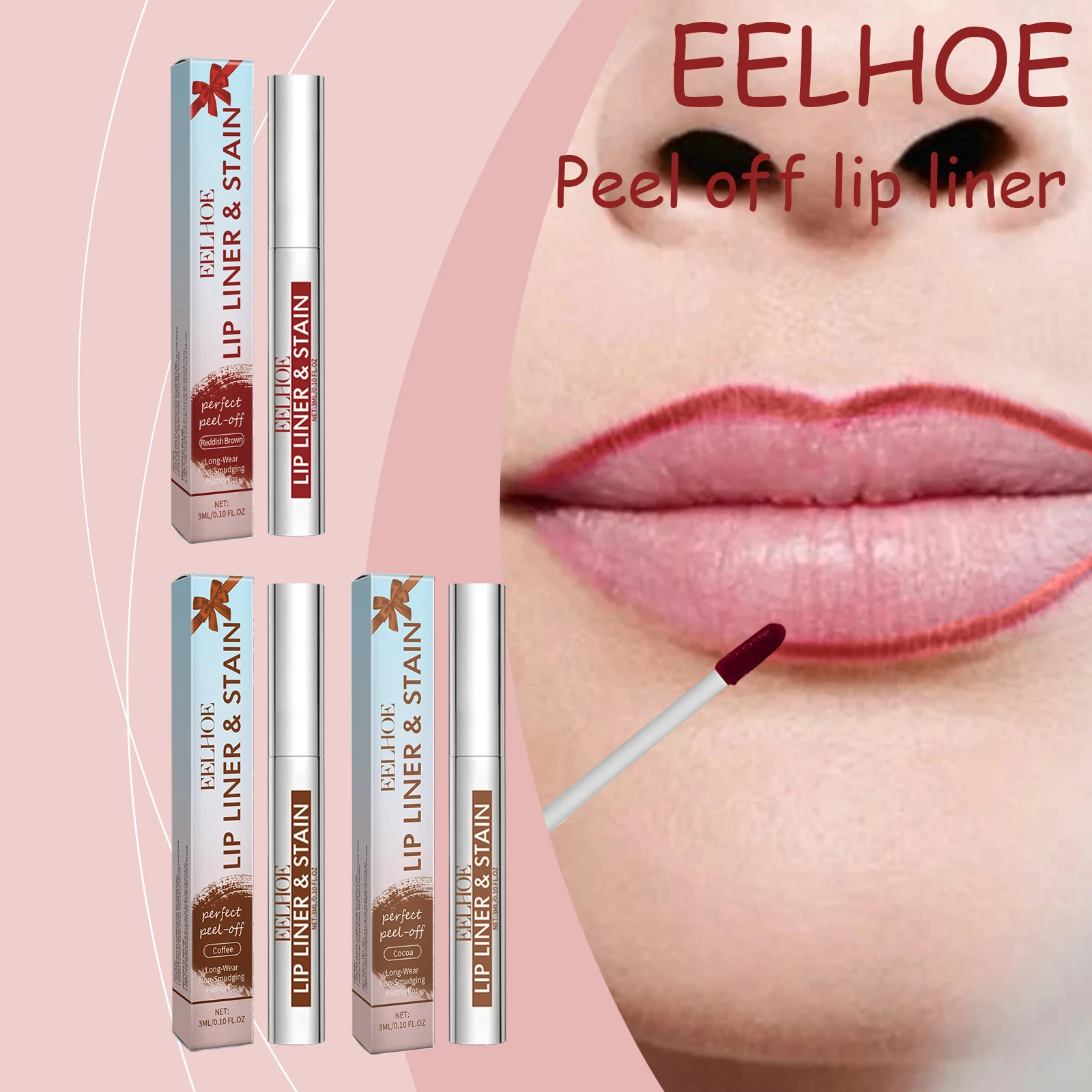 EELHOE 2 Colors Peel Off Lip Liner Easy Color Long Lasting Waterproof Non Stick Natural Tattoo Matte Makeup Hydrating Lip Gloss