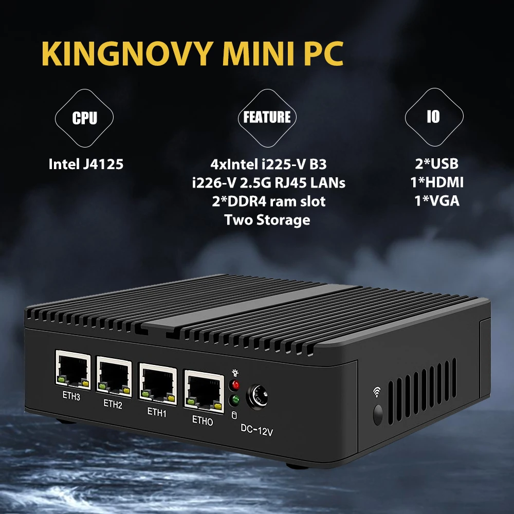 J4125 fanless 2.5G frézku nano mini PC 4 intel i226 i225 2.5gbe nics firewall frézku hostie PC opnsense vmware esxi proxmox AES-NI