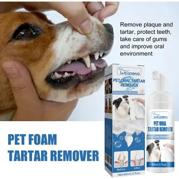 Yegbong 60ml Pet Tartar Removal Foam Cleaner Oral Odor Fresh Deodorant Dogs Cats Dental Calculus Cleaning Teeth Whitening Mousse 1