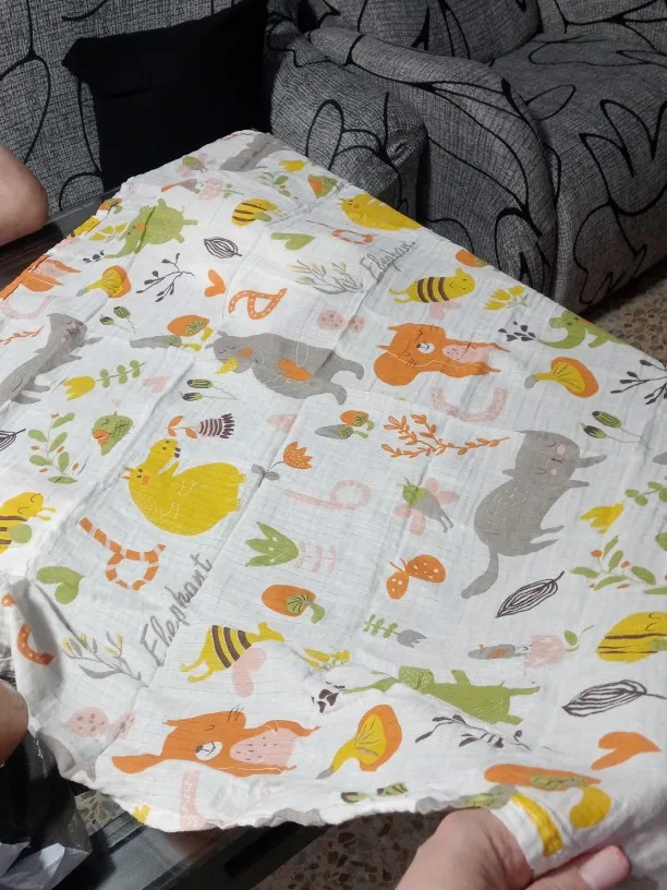 Baby Swaddle Blanket Cotton Soft 2 Layer Muslin Newborn Summer Blankets Quick Dry Kids Bath Towel Baby Stroller Blanket Cover photo review