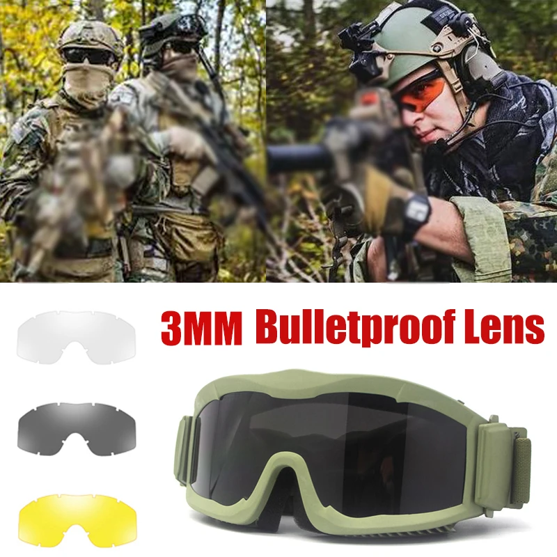 3mm Tactical Goggles Anti explosion Impact Resistance Military Combat