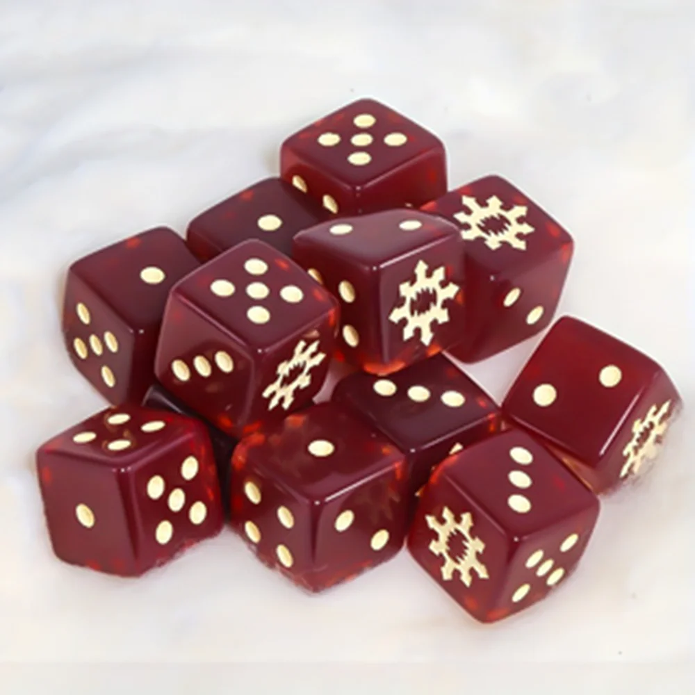 Elegant Wine Red & Gold Dot D6 Dice Set - Perfect for Board Games & Game Night Enthusiasts