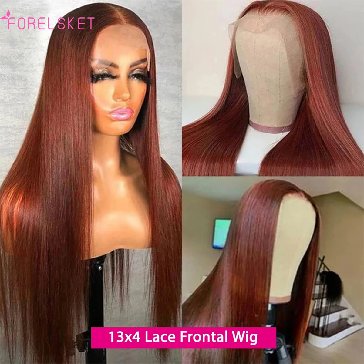 

13x4 Lace Red Brown Wig Reddish Brown Straight Lace Front Wigs Human Hair 13x6 Hd Lace Frontal Wig Brazilian Pre Plucked