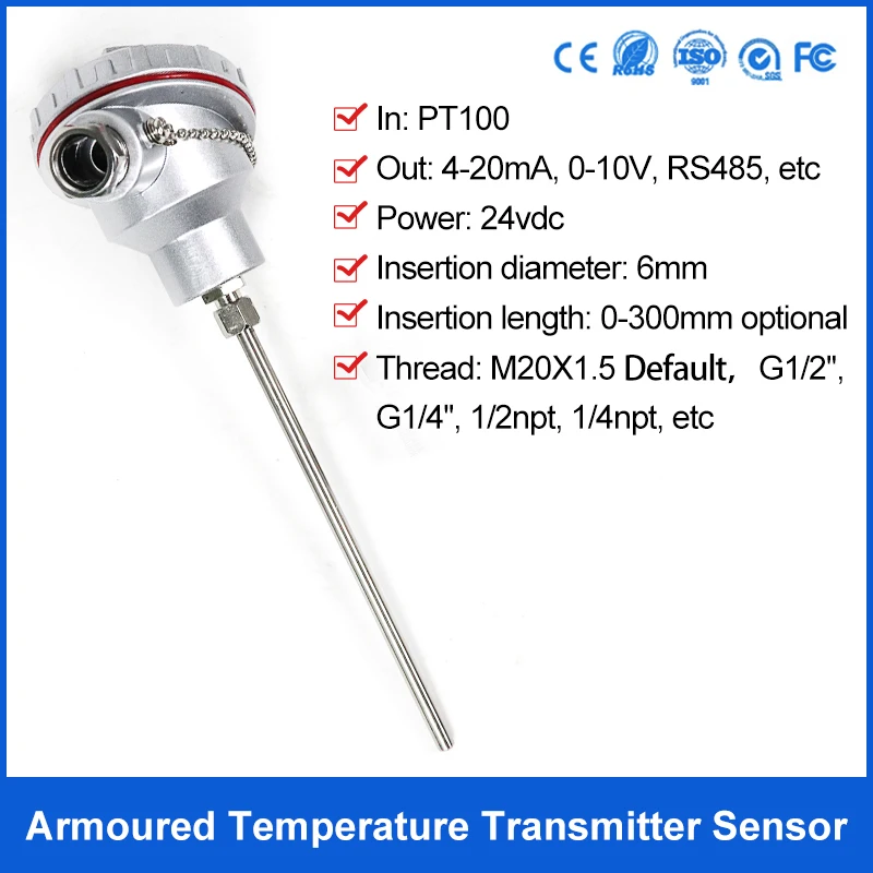 Oil Temperature Sensor Pt100 Temperature Transmitter Thermometer