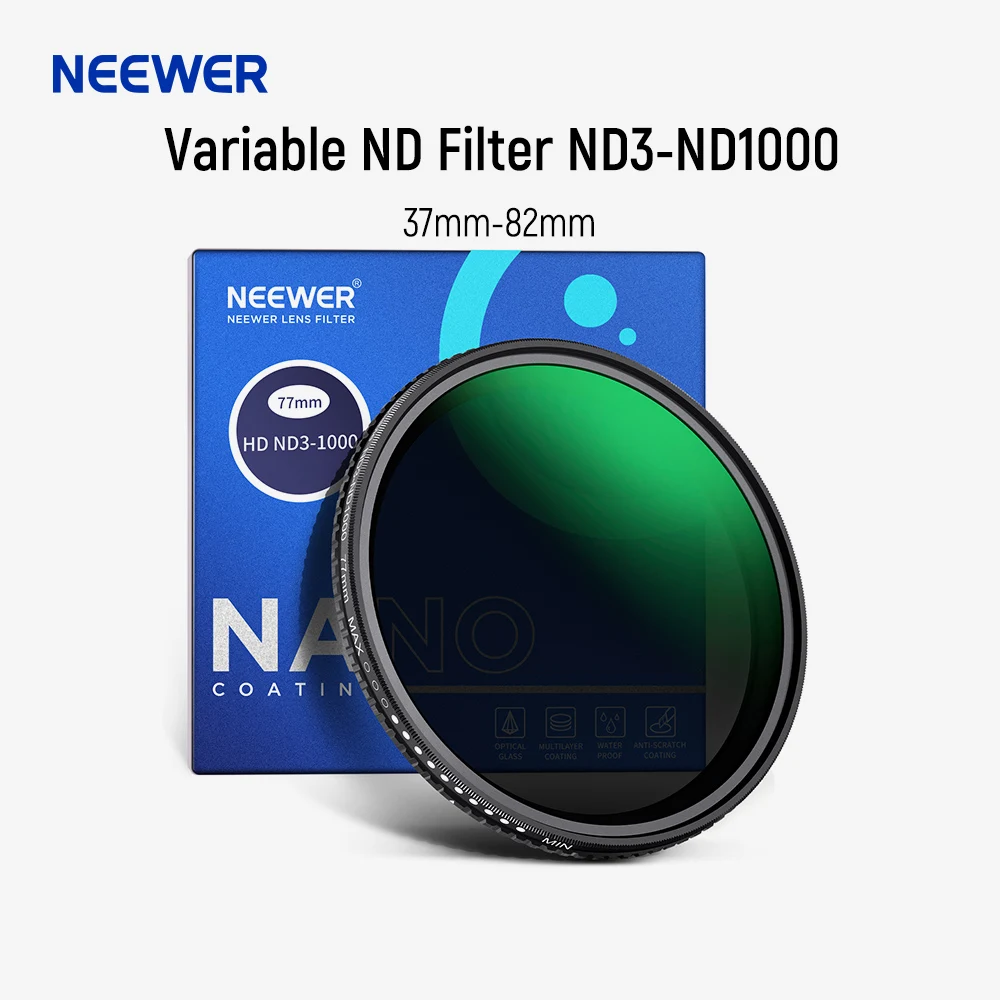 Variable ND Filter ND3-ND1000, 1.5-10 Limited Stops Neutral Density Filter with