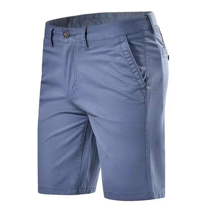 New Summer Cotton Middle Waist Solid Elastic Shorts Male High Quality Casual Business Social Men Shorts 7 Colors Beach Shorts