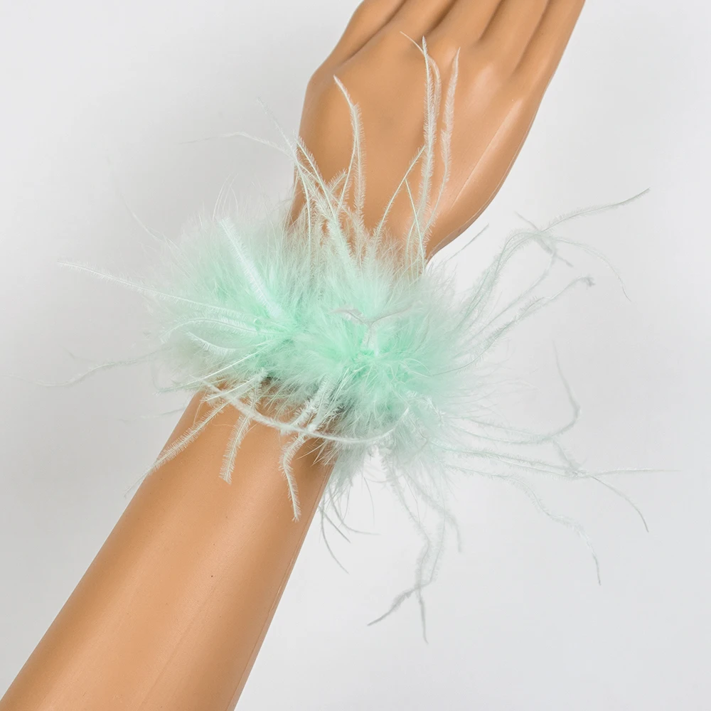 Asudaro Piuma Schiaffo Braccialetto, 1 Paio Ornamento Della Testa Di Piume Polsini Con Piume Di Struzzo Polsino In Pelliccia Morbida Braccialetti Schiaffi Accessori Per Capelli Rave Per Feste