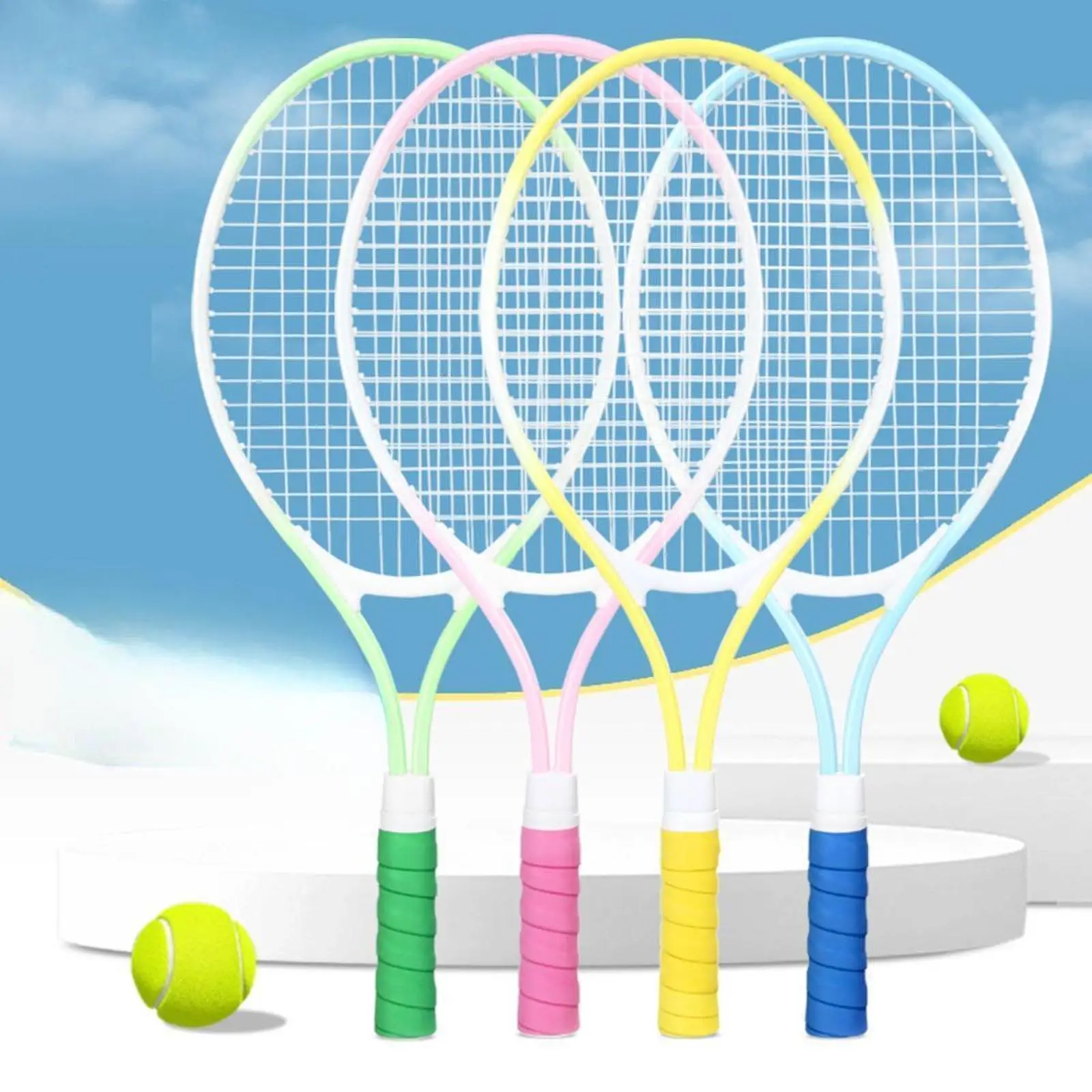 Kids Tennis Racket 21 inch Professional Iron Alloy Frame Nonslip Grip Tennis Equipment Racquet for Park Recreational Backyard