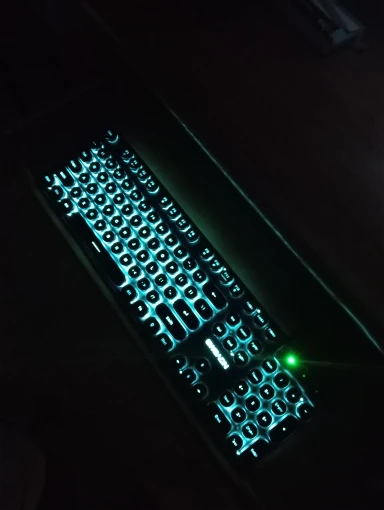 EWEADN GX330 Typewriter Gaming Keyboard, 104 Keys Wired Retro Punk Round Keycaps, with RGB Backlit, for Windows Laptop PC black photo review