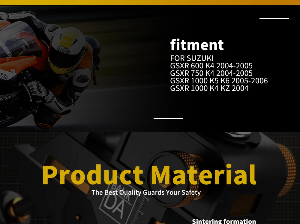 JSRAOIMG Sintermetall-Bremsbeläge (vorne & hinten) für Suzuki GSXR600, GSXR750, GSXR1000 (Modelle K4, K5, K6; Baujahre 2004–2006) – Detail 6