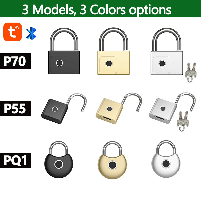 RAYKUBE-candado inteligente Tuya con huella dactilar, impermeable, carga USB, identificación rápida, Sensor de desbloqueo, alta calidad, P70/P55/PQ1