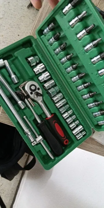 46Pcs Family Tools 1/4 Set Mechanic Tool Kits for Auto Repair Hous with Sockets Metric Hex Bit Socket Set inch Ratchet Wrench photo review