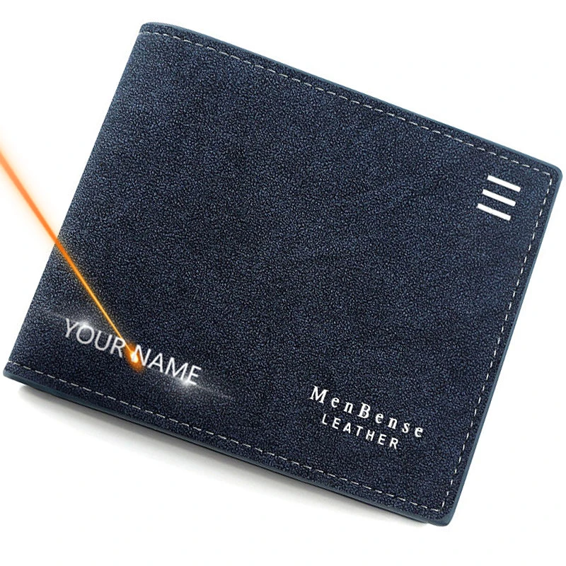 Men's Wallet Name Zipper Pocket Slim Card Holder Name Engraved New