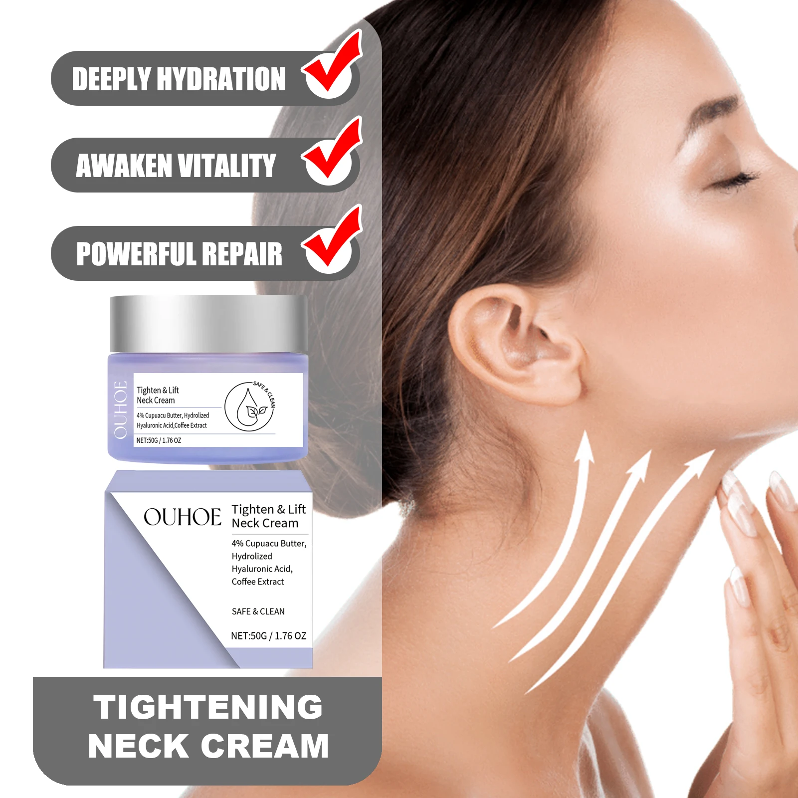 OUHOE 30ml Neck Cream Tightening & Lifting Deep Hydration Accelerate Metabolism Restore Elasticity Repair Loosen And Wrinkles