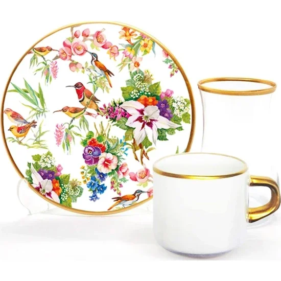 

Toygar Damla Asena Tea Coffee Set 6 Pieces Bird Garden