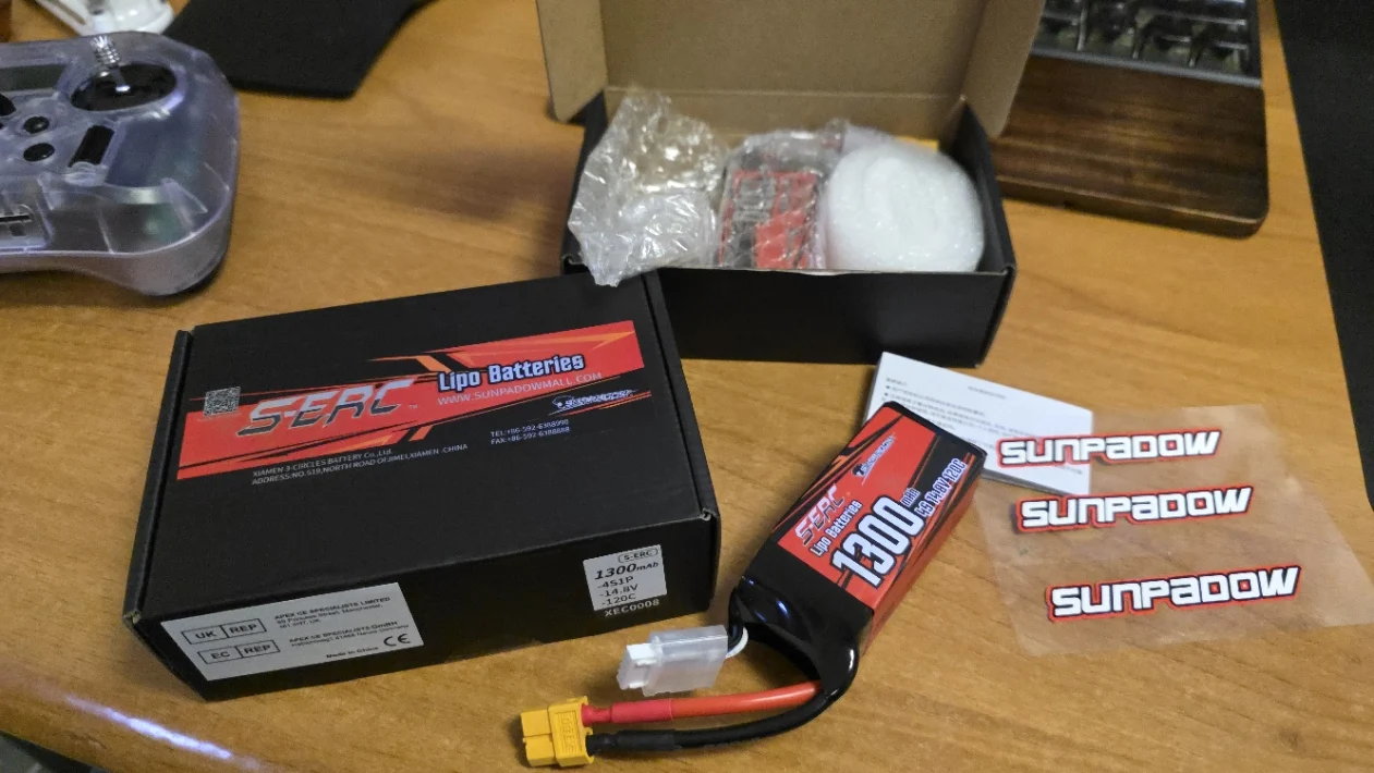 2packs Sunpadow 14.8V 4S Lipo Battery1100mAh 1300mAh 1500mAh 120C Soft Pack with XT60 Plug for RC FPV Quadcopter Drone Airplane photo review