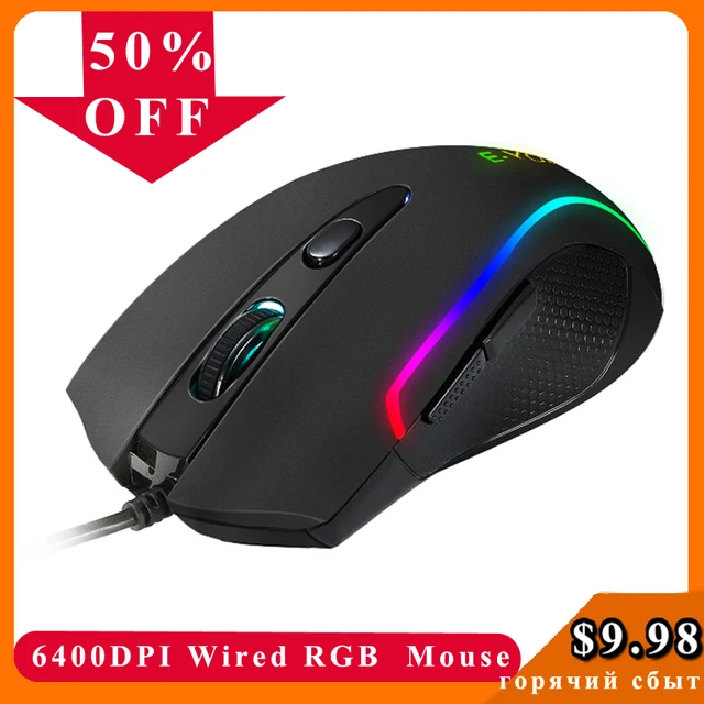 1 Pcs USB Wired Gaming Mouse for PC Laptop Computer 6 Buttons Mice Fashion  Cool Black RGB Backlit Mouse Precision 6400 DPI - AliExpress