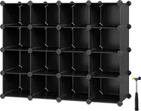 16-Cube Interlocking Plastic Shoe Rack with Modular Storage Cabinet for Closet, Entryway & Garage - Space Saving Design 1