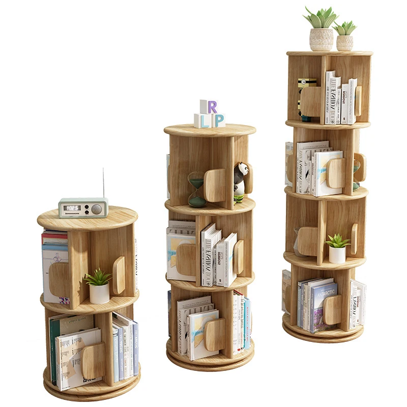 360&deg; Rotating Children&rsquo;s Cartoon Bookshelf Floor Book Rack for Home Child Book Shelf Furniture Bookcases