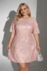 Women’s Plus-Size Sequin Dress Blush Pink Sparkling Glamour Summer Vacation Beach Parties backless dress