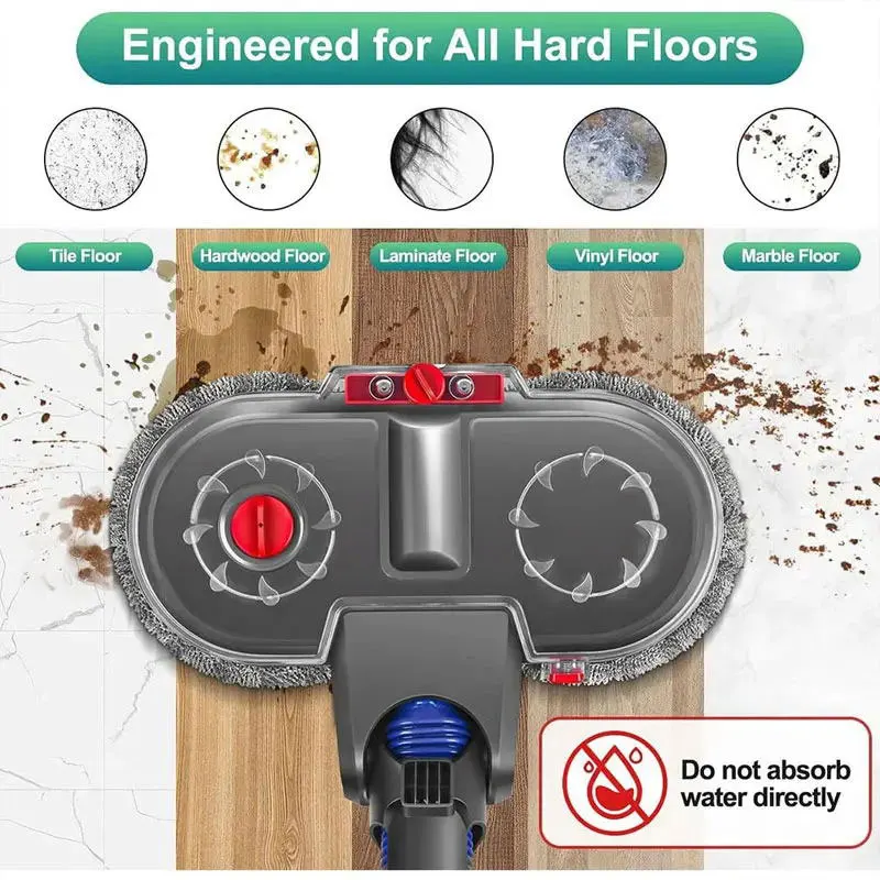 Electric Mop Head Brush with Water Tank and Detachable Cloth