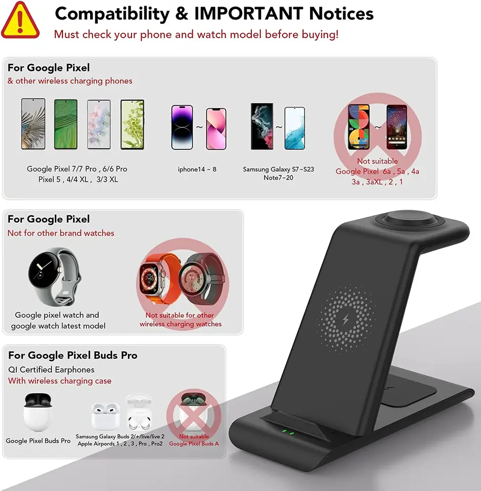 Google Pixel Watch用ワイヤレス充電器,複数のデバイス用充電