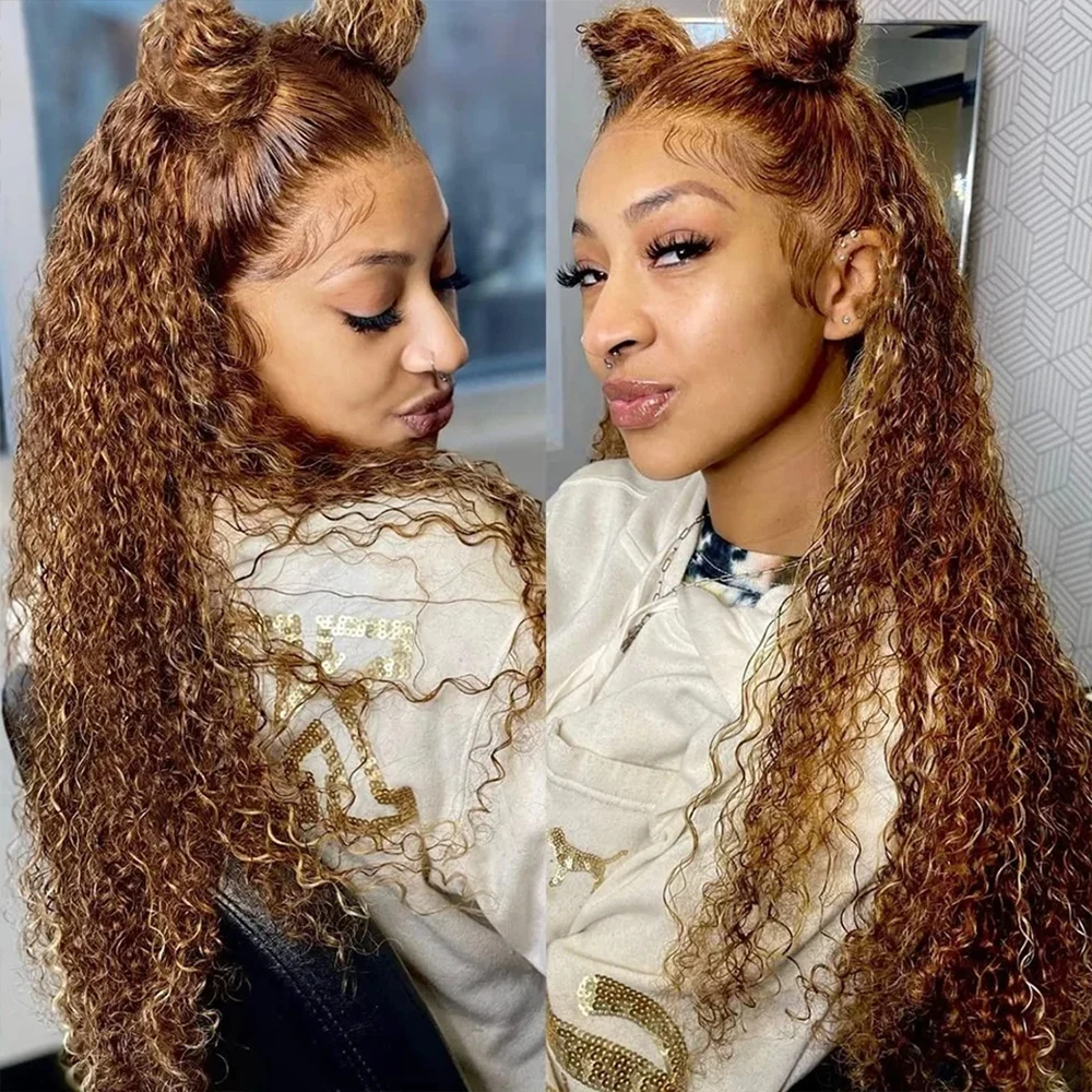 Lace Front Wig Human Hair Wigs 360 Lace Wig Highlight Invisi-Strap HD 360 Lace Front Wig 250 Density Highlight Wig Human Hair Deep Curly HD 360 Full Lace Preplucked