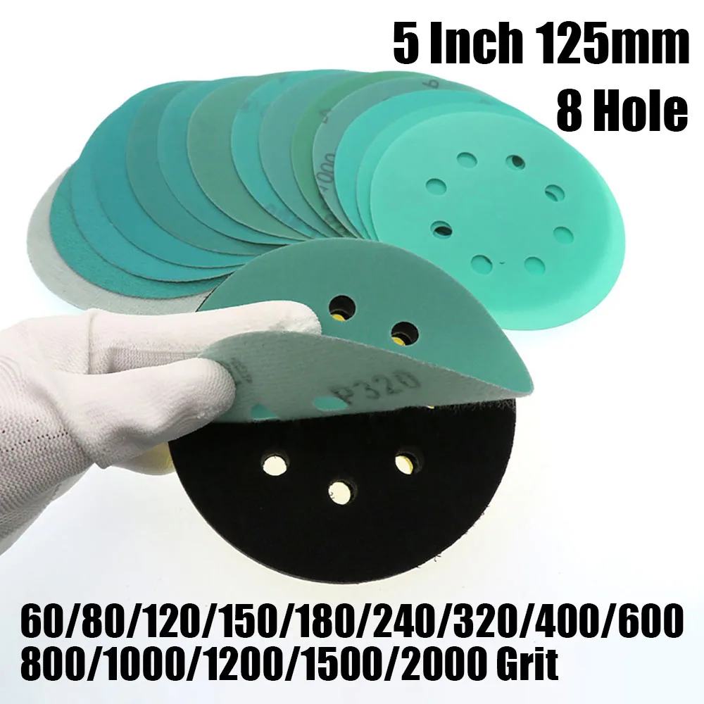 

5 Inch 125mm 8 Hole Sanding Discs Hook Loop Sandpaper Film Pads 60-2000 Grit