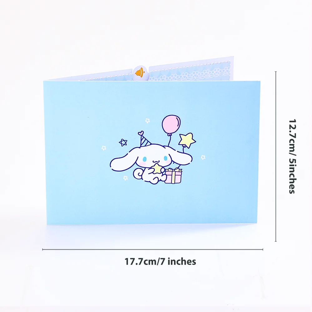 Cinnamoroll Birthday Card 3D Pop-up Postcard Birthday Gifts With Envelope Pompompurin Kuromi My Melody Pochacco Hello Kitty