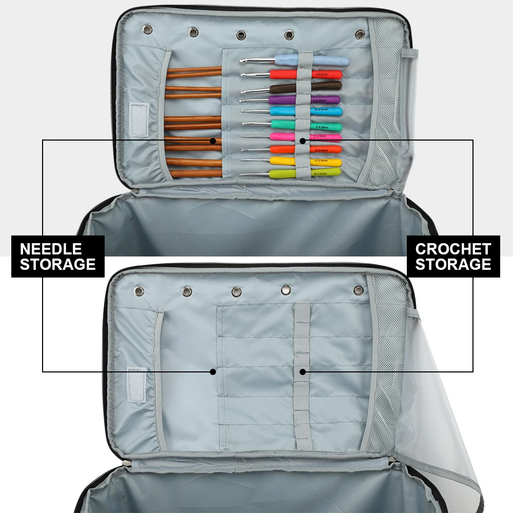 Sewing Accessories Sewing Storage Box Knitting Tool Organizer Portable DIY Knitting Needles Storage Bags Crochet Hooks Organizer Holder Yarn Thread Tote for Home Sewing Needlework Handbags