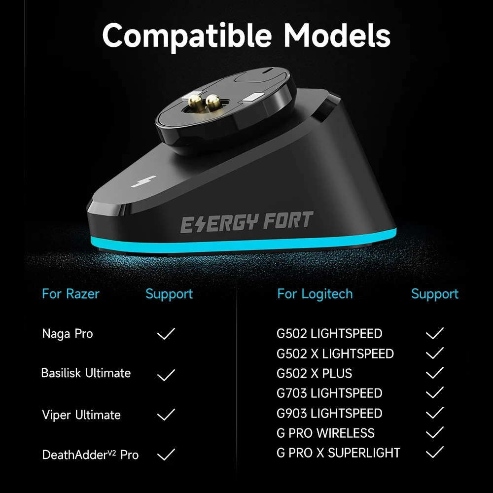 Mouse sem Fio Carregamento Dock Carregador Ímã para Logitech g Pro x G502 Lightvelocidade Deathadder Naga Viper Basilisk - Imagem 2