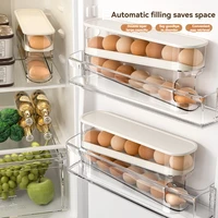 Refrigerator Egg Storage Box Kitchen Egg Organizer Egg Holder Large Capacity Dedicated Egg Carton Rolling Egg Dispenser 2
