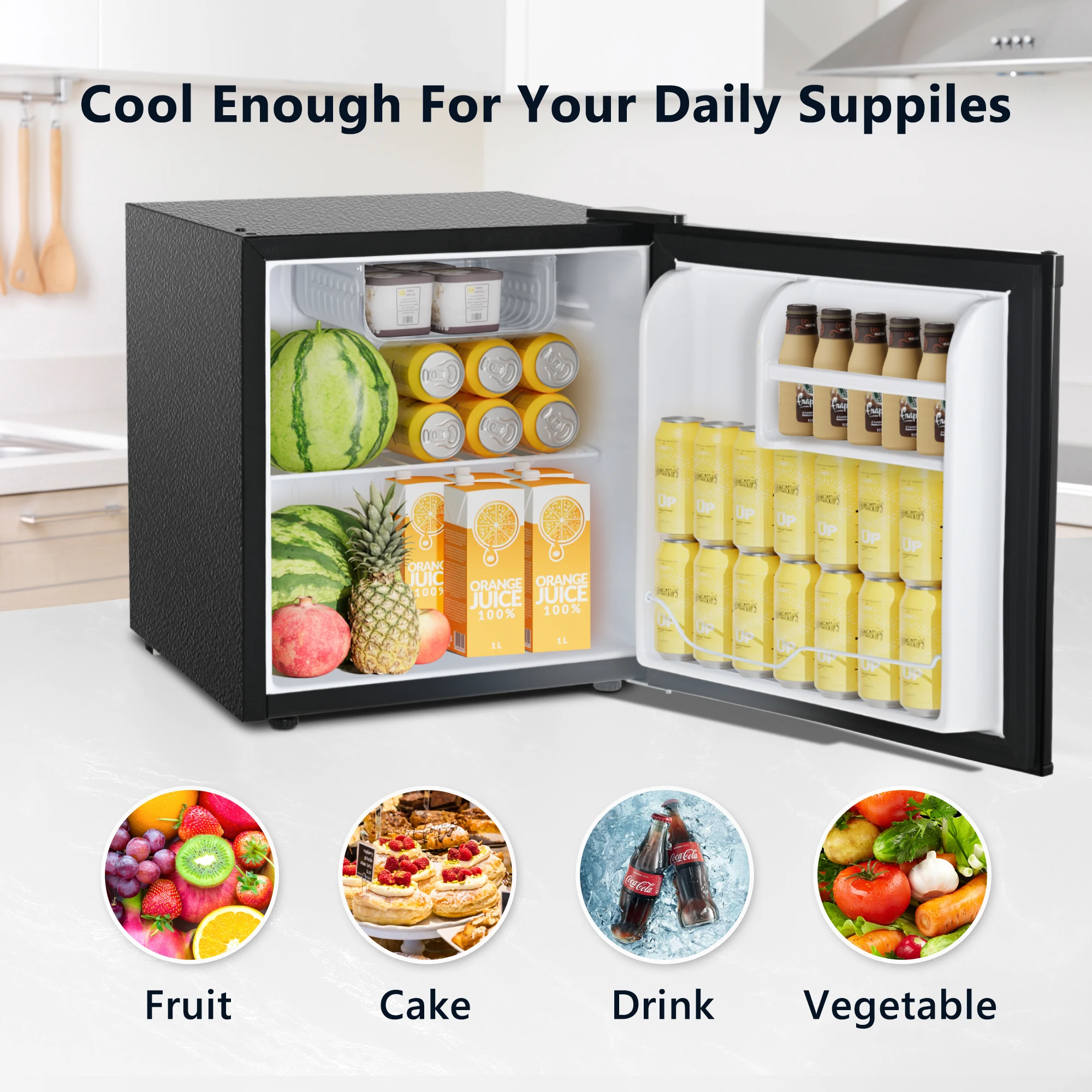 SIMZLIFE 1.6 Cu.ft Mini Fridge with Freezer, Single Door Mini Refrigerator for Home/Office/Dorm/Bar 6