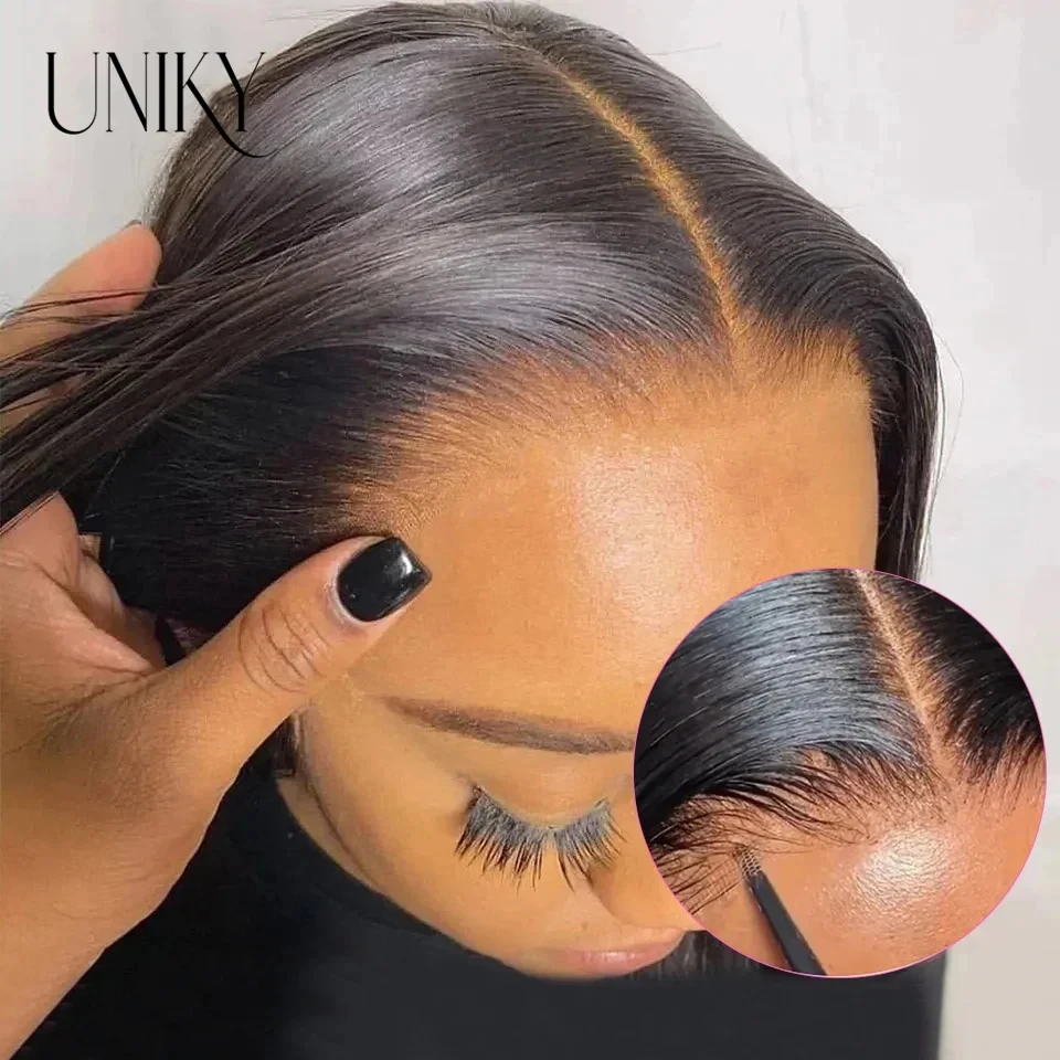 

Glueless Wig Human Hair Wear And Go Bob Wig Ready To Wear Straight Glueless Preplucked Human Wigs HD Lace Pre Bleached UnikyHair